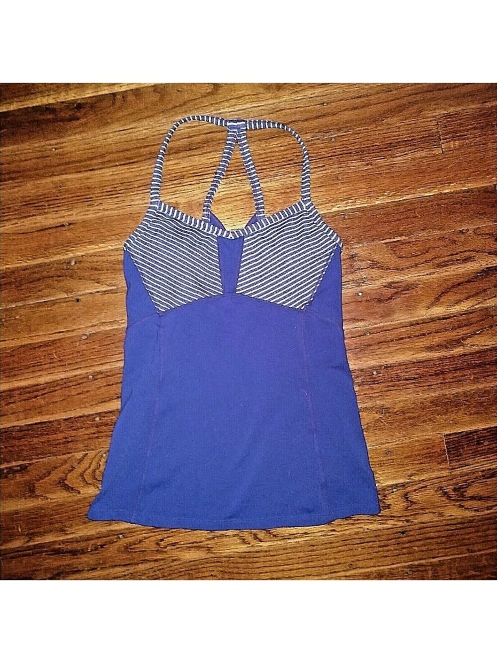 Athleta Fulfillment Tank Top XS Amalfi Blue Sliding T-Back Built-In Bra Workout
